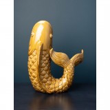 LARGE MUSTARD STONEWARE FISH VASE 30